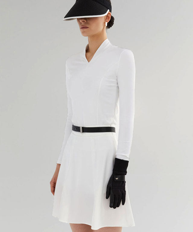 Anell Golf Soft Shawl Collar Top - White