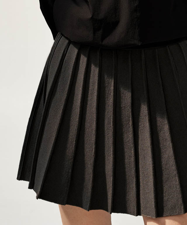 Anell Golf French Wool Skirt - Charcoal