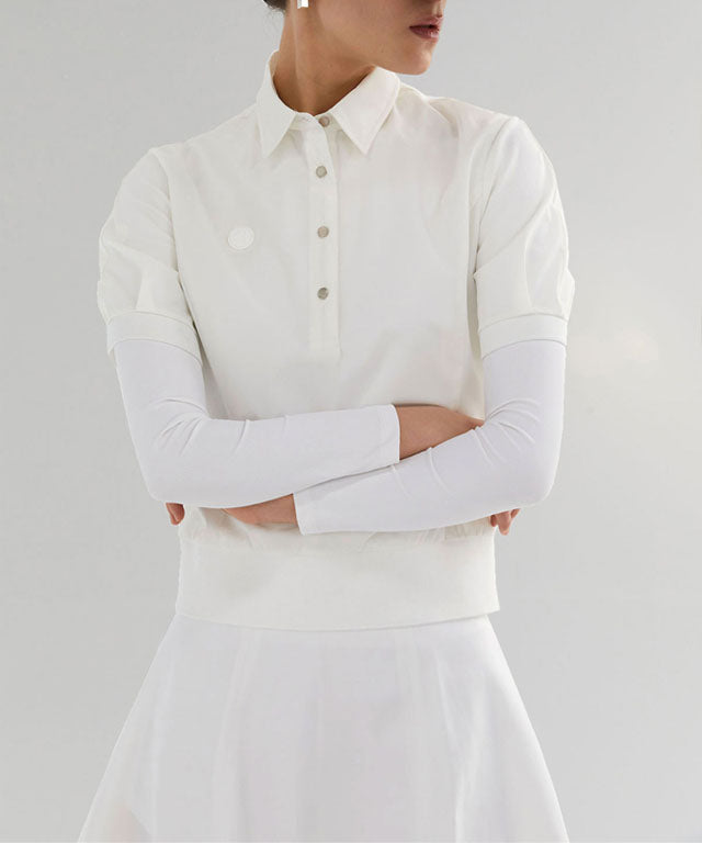 Anell Golf Soft Shawl Collar Top - White