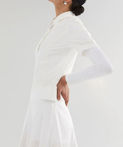 Anell Golf Soft Shawl Collar Top - White