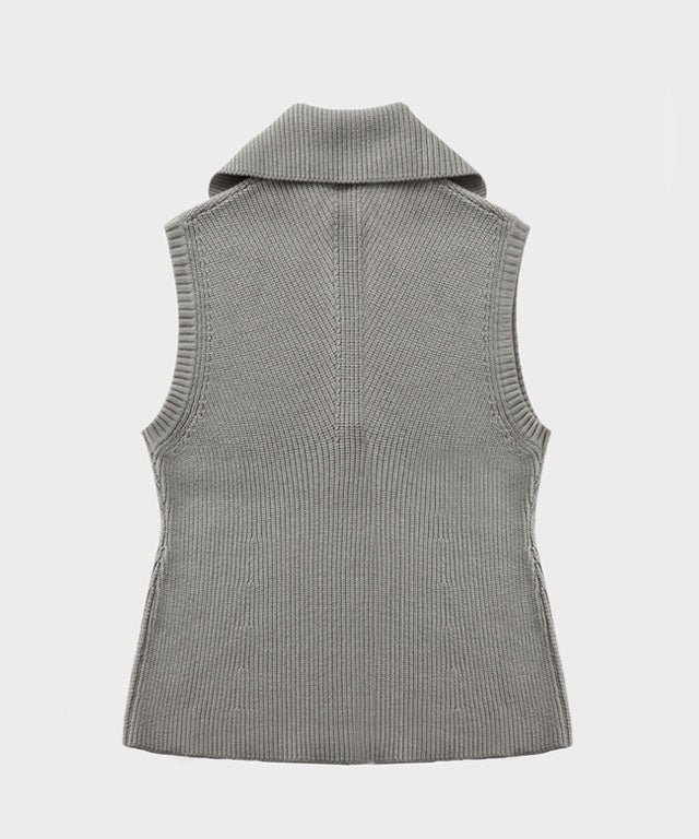 Anell Golf Classic Collar Knit Vest - Pure Gray