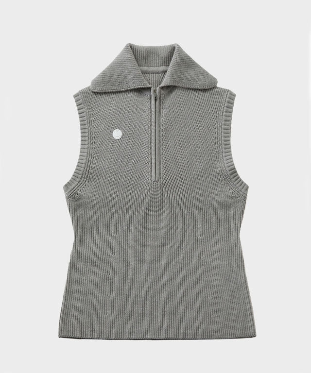 Anell Golf Classic Collar Knit Vest - Pure Gray
