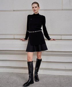 Anell Golf Classic Slit Knit Dress - Black