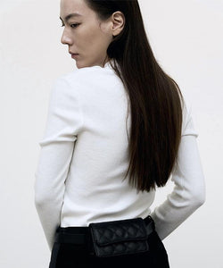 Anell Golf Layered Slit Knit Top - Ivory