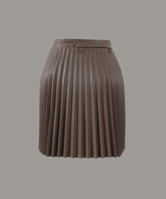 Anell Golf Bold Pleated Skirt - Brown