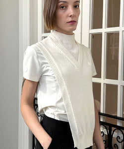 Anell Golf Slit Vest - Cream Ivory