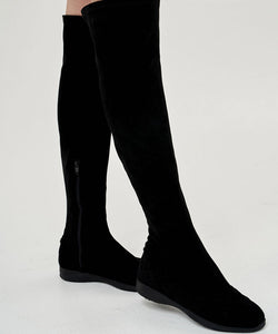 Anell Golf Quilted Suede Spandex Boots - Black