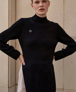 Anell Golf Classic Slit Knit Dress - Black