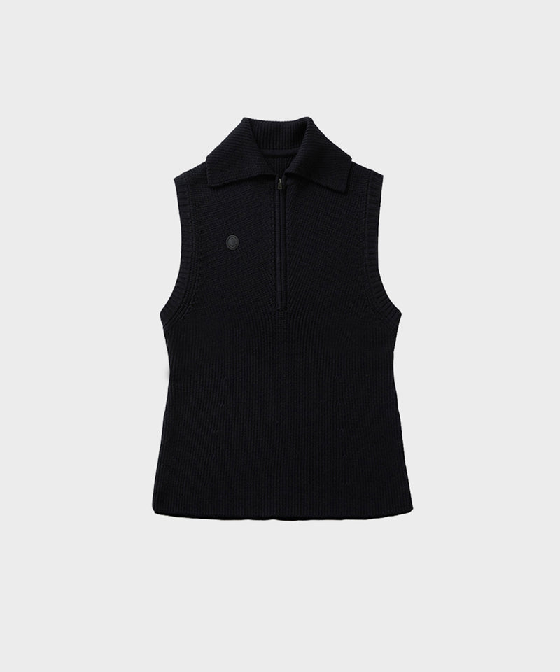 Anell Golf Classic Collar Knit Vest - Black