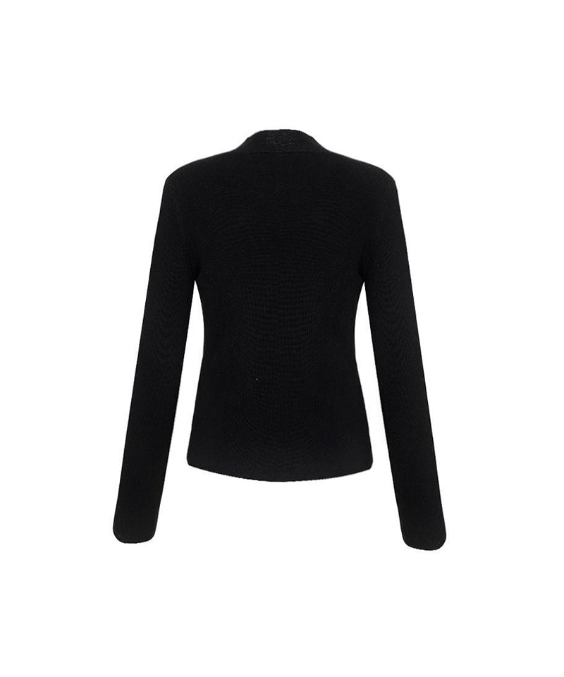 Anell Golf Layered Slit Knit Top - Black