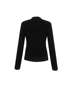 Anell Golf Layered Slit Knit Top - Black