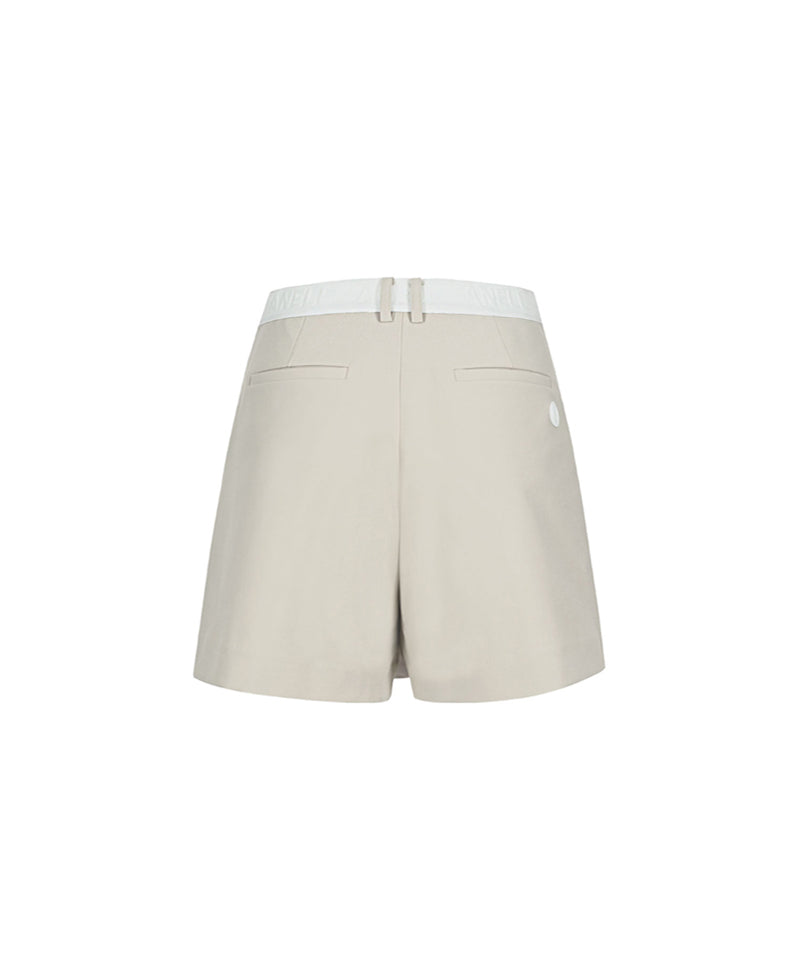 Anell Golf Cotton Wrap Skirt Pants - Beige