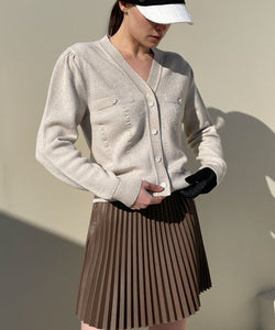 Anell Golf Bold Pleated Skirt - Brown