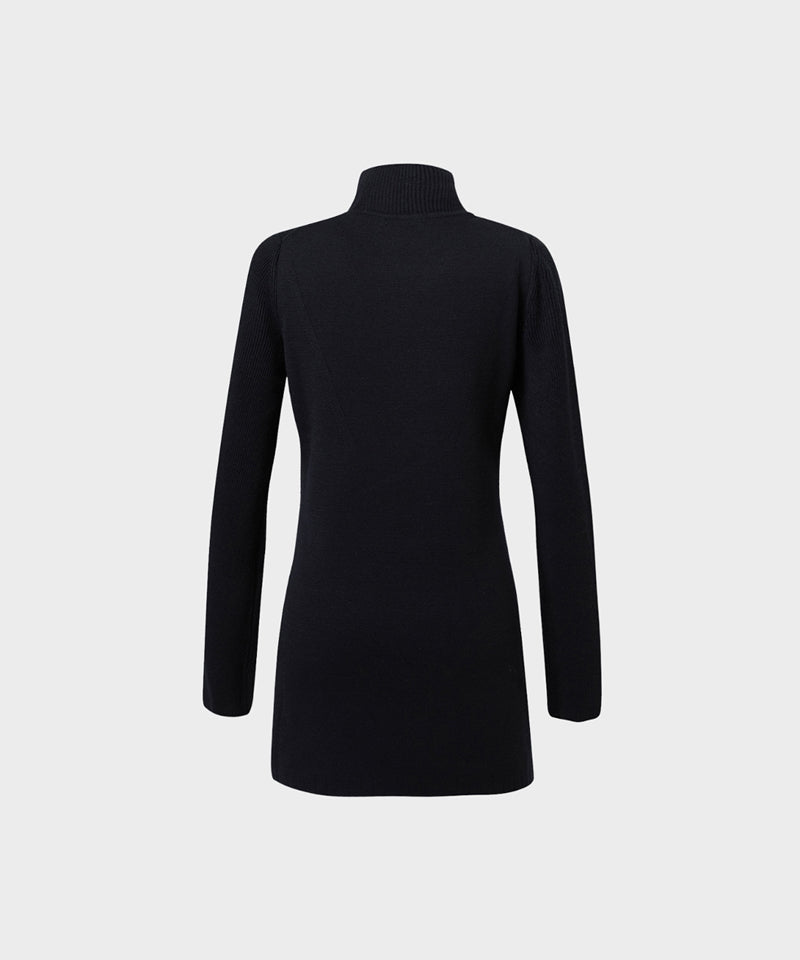 Anell Golf Classic Slit Knit Dress - Black